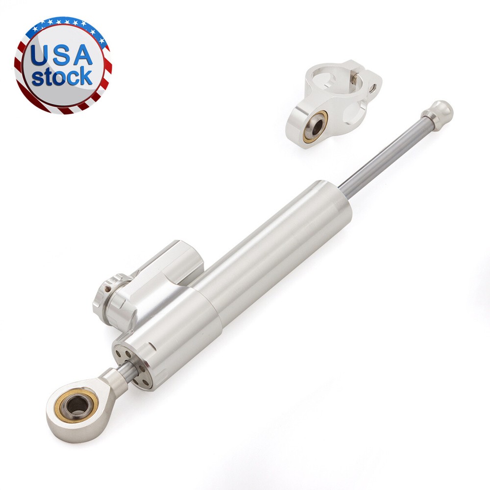 Motorcycle Silver Steering Damper Stabilizer Linear Reversed Safety Control
