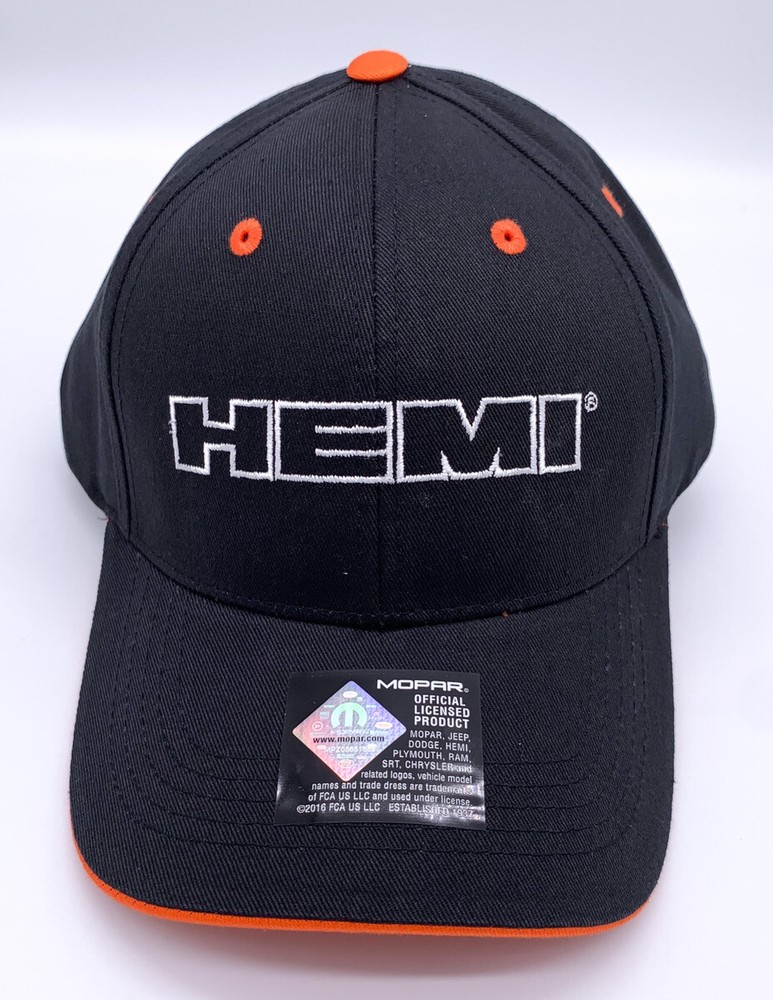 Hat / Cap - Black w/ Embroidered HEMI Script Emblem Logo - Licensed