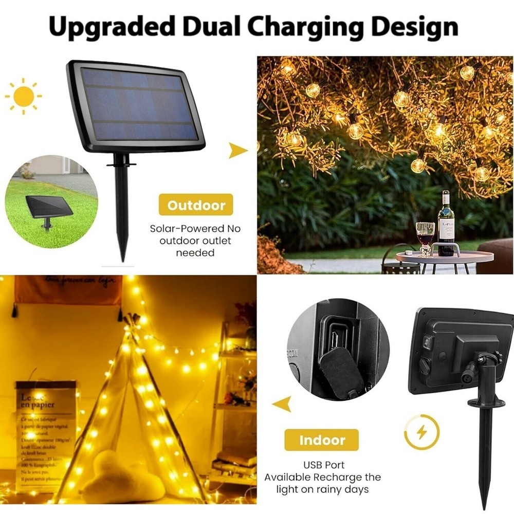 Solar String Lights - 200Ft LED Outdoor String Lights - Shatterproof, Waterproof