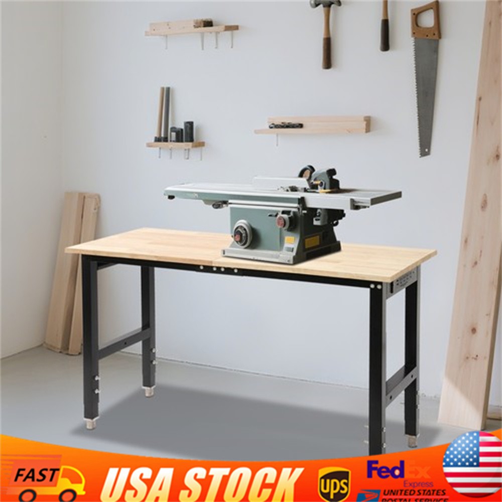 48x20in Heavy-Duty Work Table Adjustable Workbench with Power Outlets 2000lbs