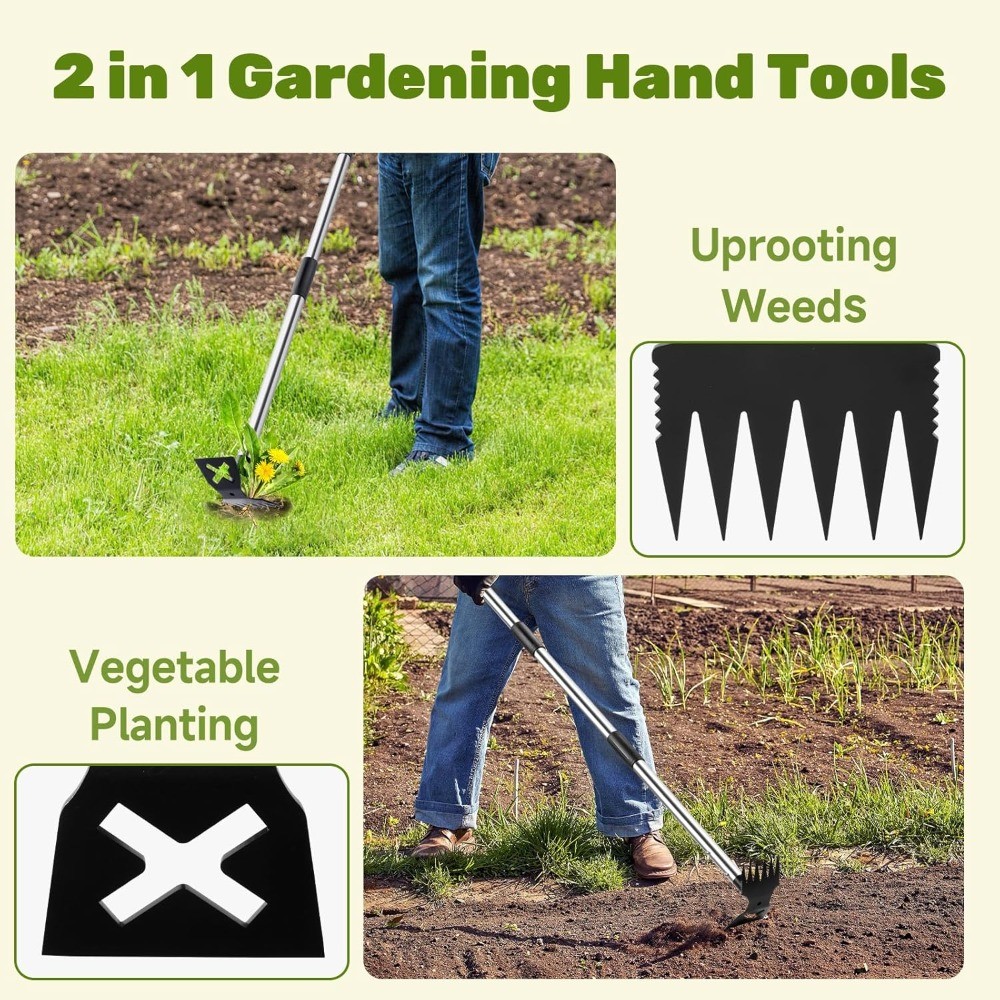 60" Weed Puller Tool Set with Long Handle and 17" Hand Weeding Tools