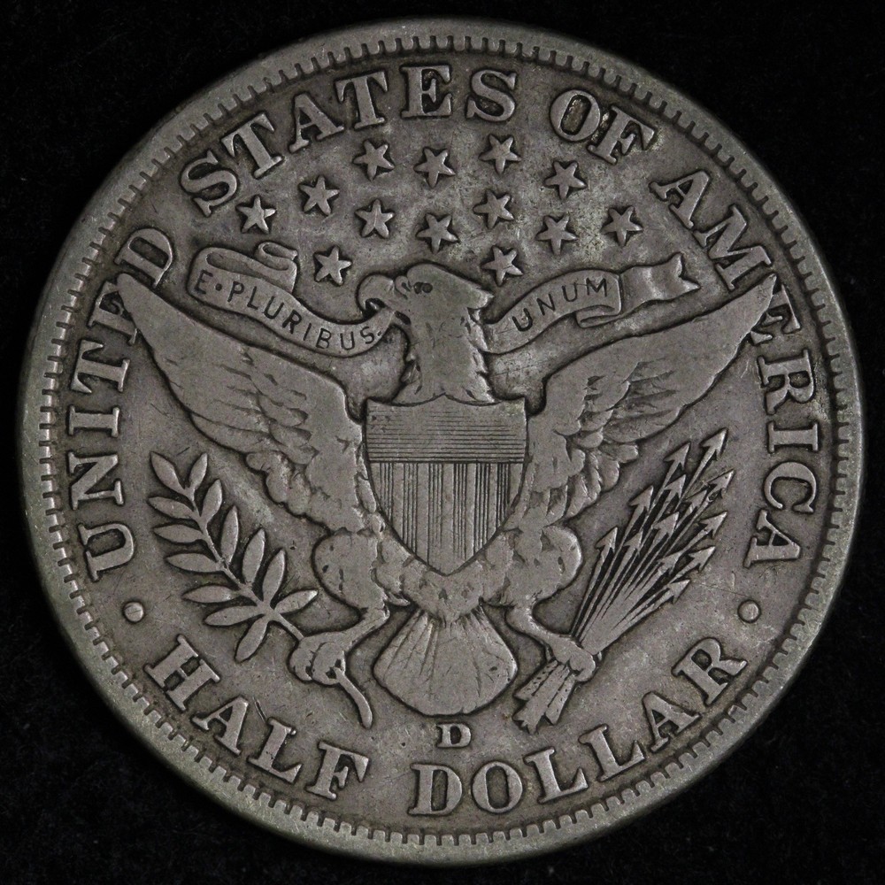 1907-D Barber Silver Half Dollar XF E355 AIMA