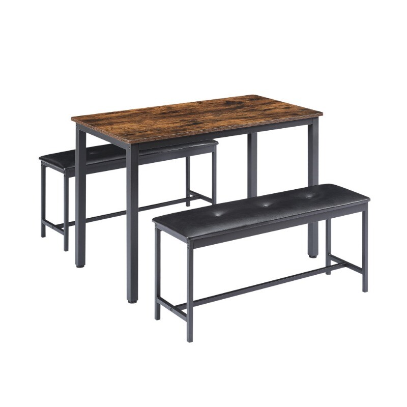Dining Table Set Barstool Dining Table with 2 PU Upholstered Benches for Kitchen
