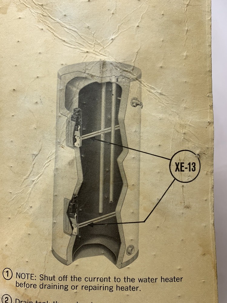 Low Watt Density Electric Water Heater Element Kit XE-13 1500 Watts 118 Volt NOS