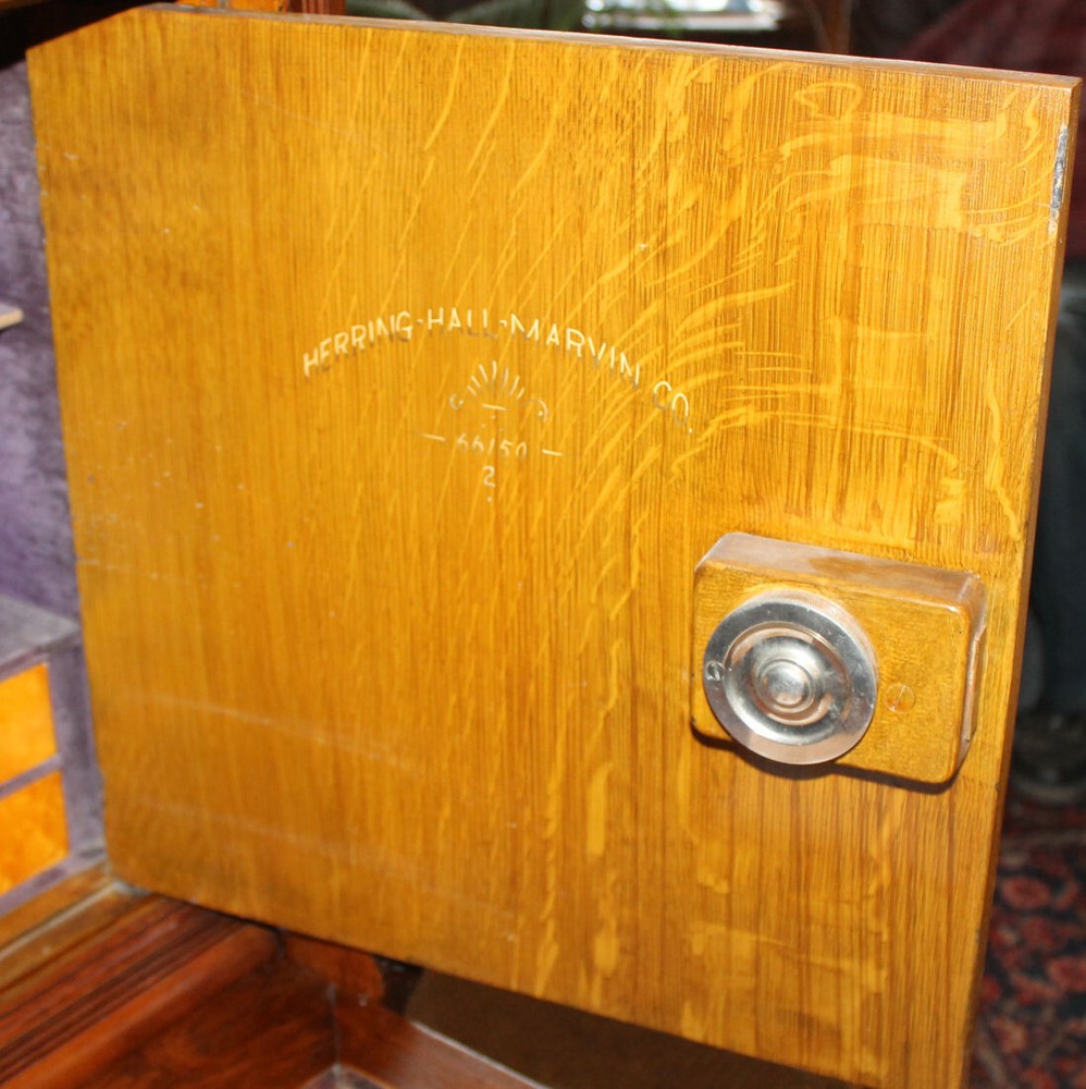 Oak Carved Drop front Desk – Hidden jewelry Safe inside