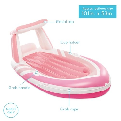 Pink Paradise Boat Float : Inflatable Pool Float – Perfect for Pool Parties –