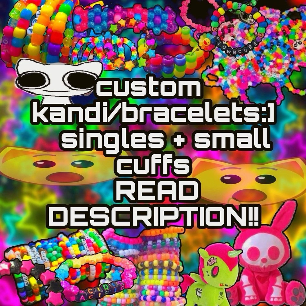 Custom Kandi Bracelet Set 10 Handmade Keepsakes Rave EDC🌈🌈 (READ DESCRIPTION)