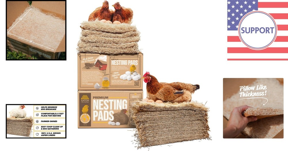 Comfortable Aspen Nesting Pads for Laying Hens - 10 Pack, Easy Egg Collection