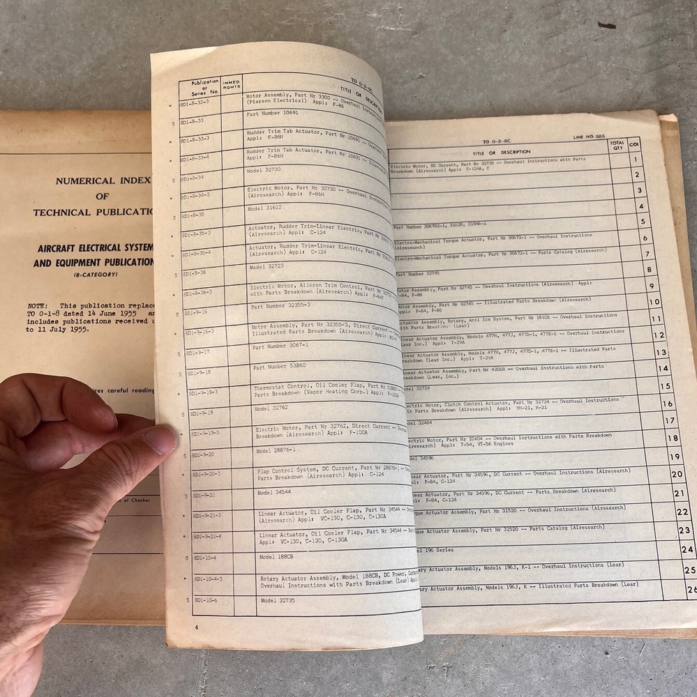 Technical Publications & Table Aircraft Electrical Systems Manuals TO 1954-1955