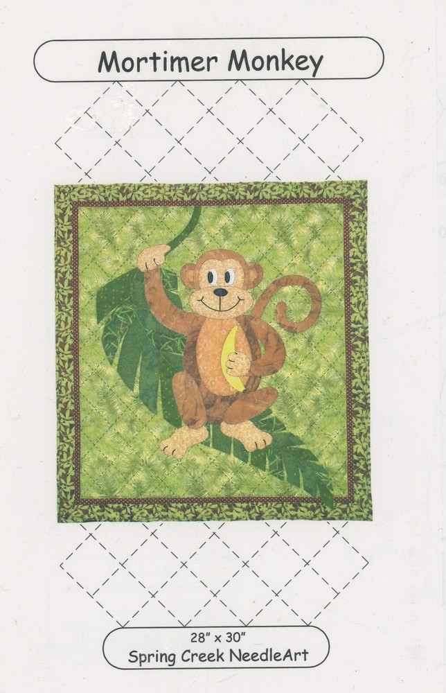 Spring Creek NeedleArt Mortimer Monkey 28" x 30" Applique Quilting Pattern
