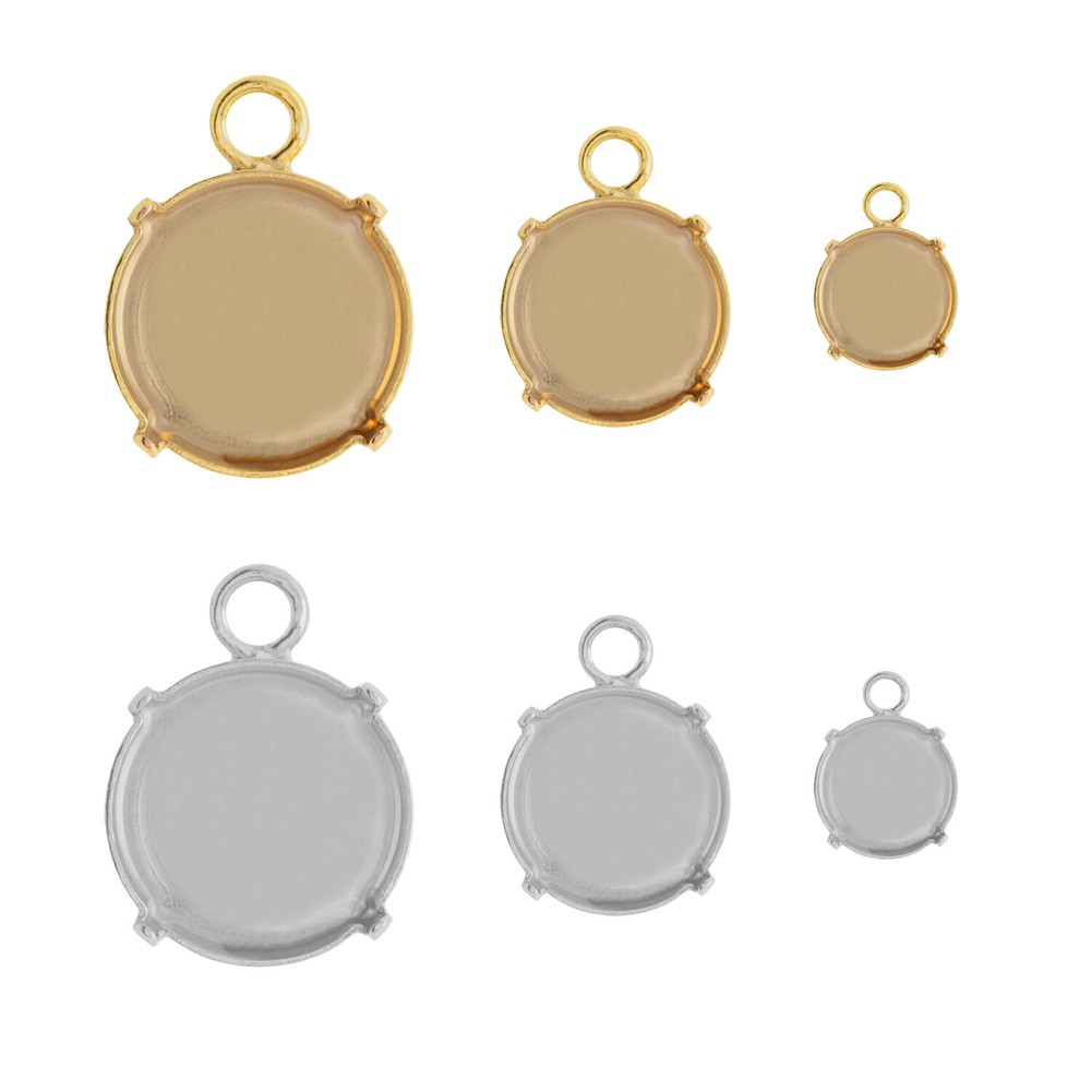 Brass Bail/Base with 1 Loop for Embedding Rivoli Shape Crystals * Many Sizes