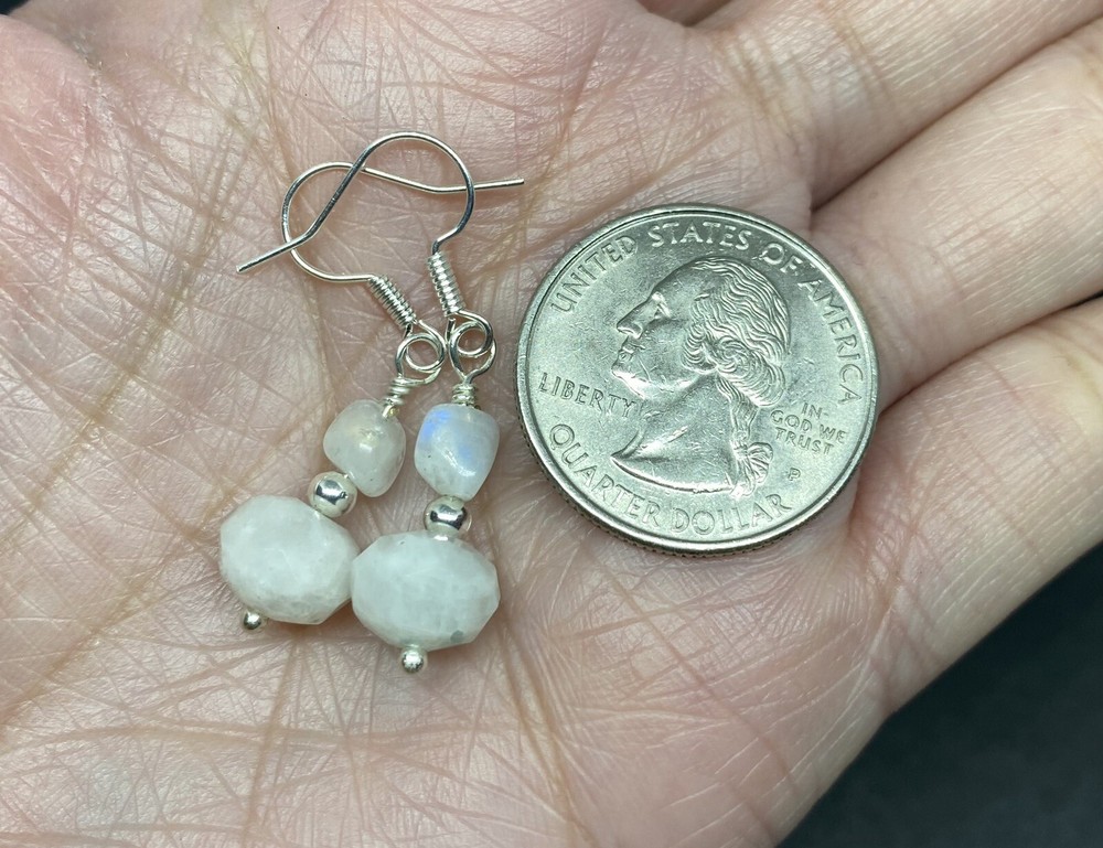 Blue Moonstone Genuine Stone Handmade Earrings