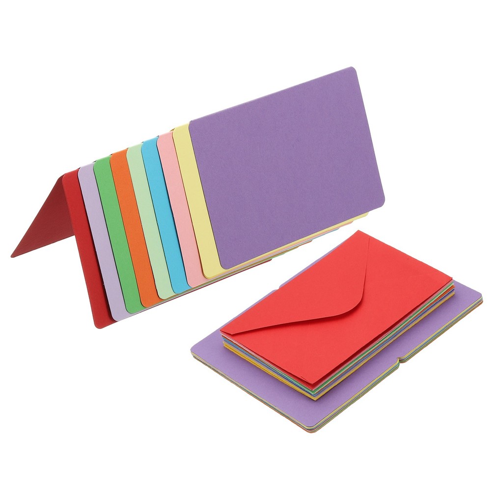 20 Set 4 x 6" Blank Multicolor Half Fold Card and Envelopes, Multicolor