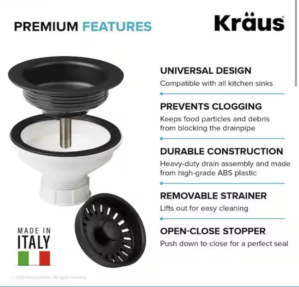 Kraus PST1-BL-C Kitchen Sink Strainer in Black