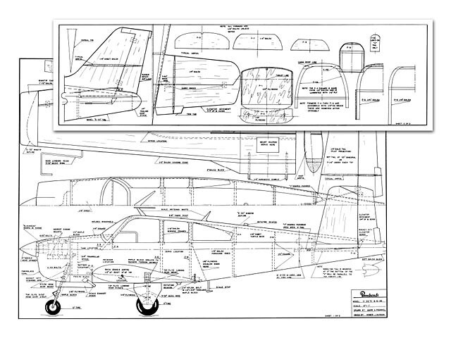 Beechcraft V-35 TC 67" Wingspan RC Model Airplane Printed Plans & Templates