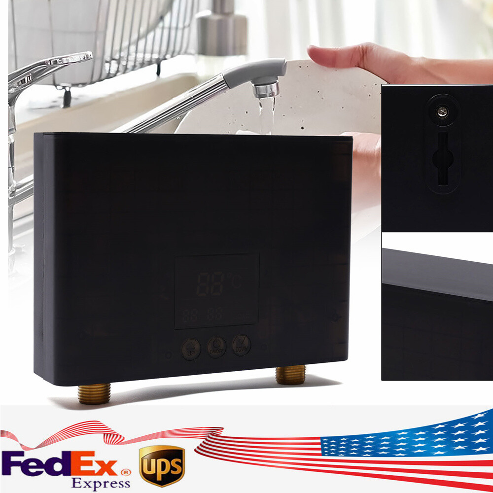 110V Electric Tankless Home Hot Water Heater Whole House Instant Heating 3000W