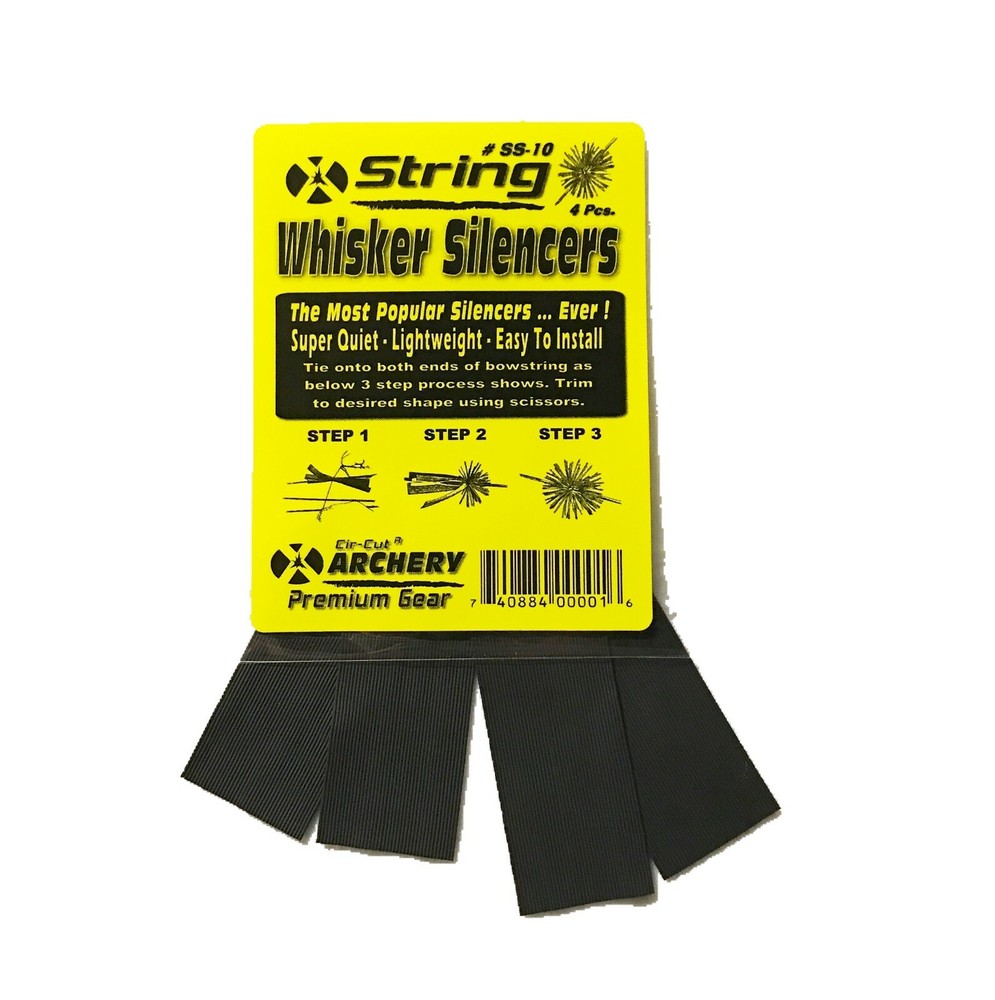 Super Silent WHISKER Archery RUBBER BowString Silencers Silencer 2 PAIR - BLACK