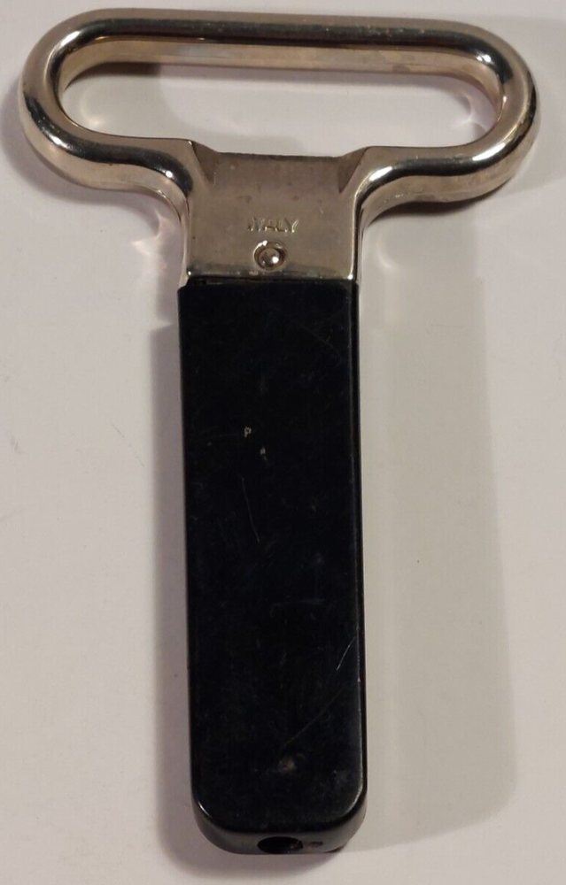 CHROME CORKED WINE BOTTLE OPENER. MARKED ITALY