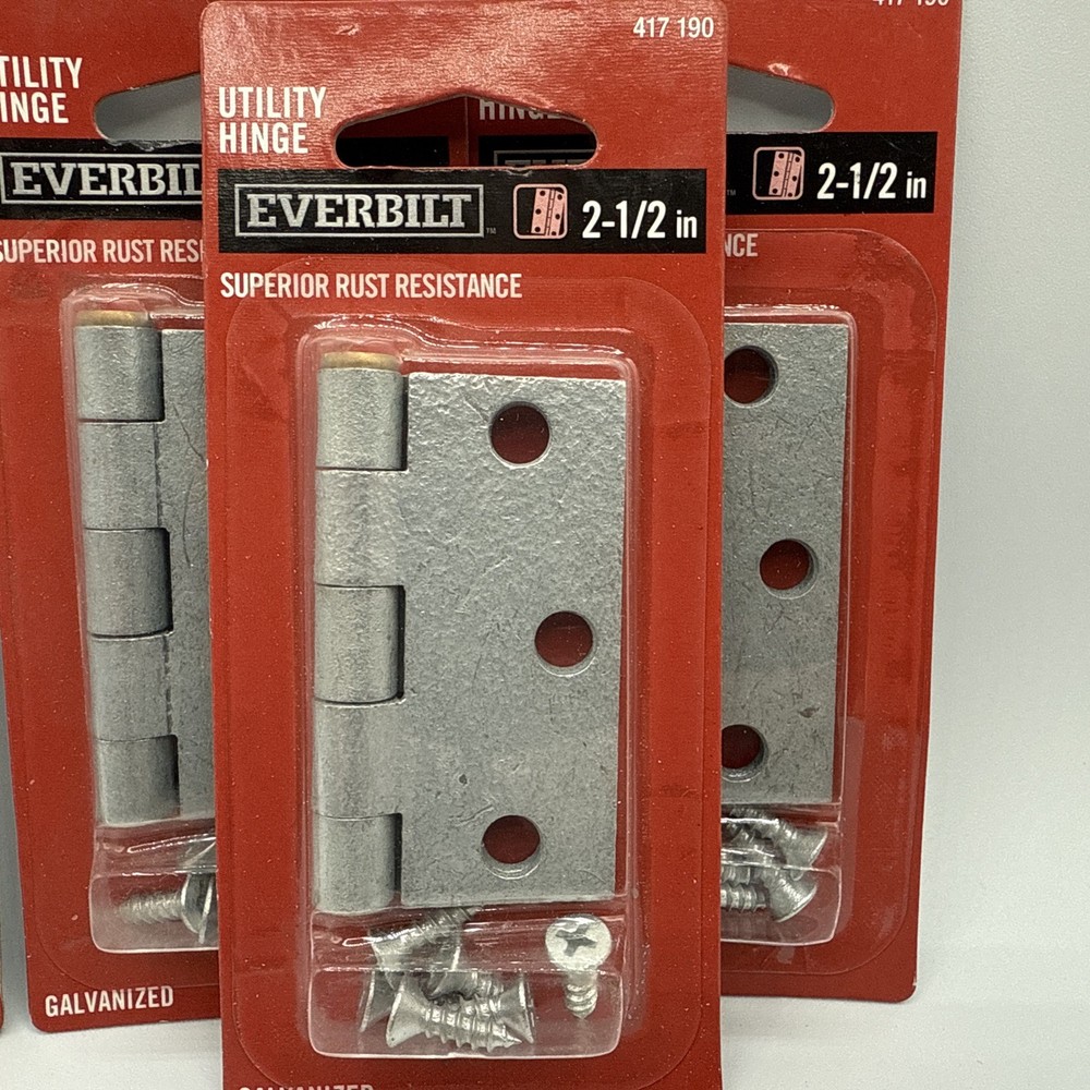 4 Pack - 417 190- 2 1/2 Inch 6.4cm - Galvanized Utility Hinge Rust Resistant
