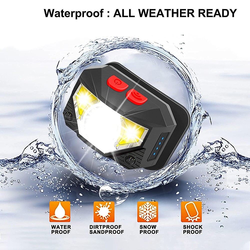 2 Pack USB Headlamp Rechargeable Waterproof LED Headlight Head Light Flashlight