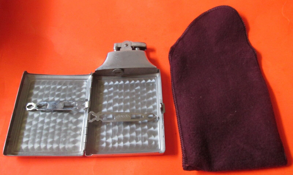 Ronson Lighter AND Cigarette Holder Combo CLOTH CASE ANTIQUE Vintage UNTESTED