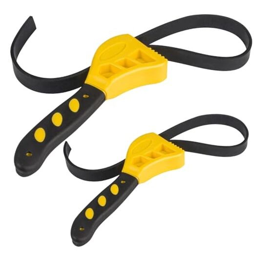Strap Wrench Set, 2 Pack Adjustable up to 4" and 6" in Diameter, Rubber Strap
