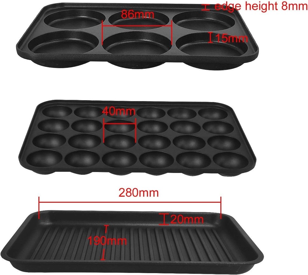 Multifunction Nonstick Baking Maker with 3 Interchangeable Baking Plates for ...