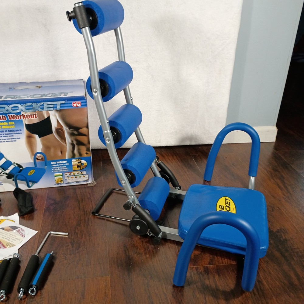 Blue Ab Rocket Abdominal Trainer Core Strength Workout Gym 3 Resistance Cylinder