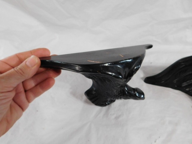 vintage Mid Century Modern ceramic American eagle wall shelfs black decorative