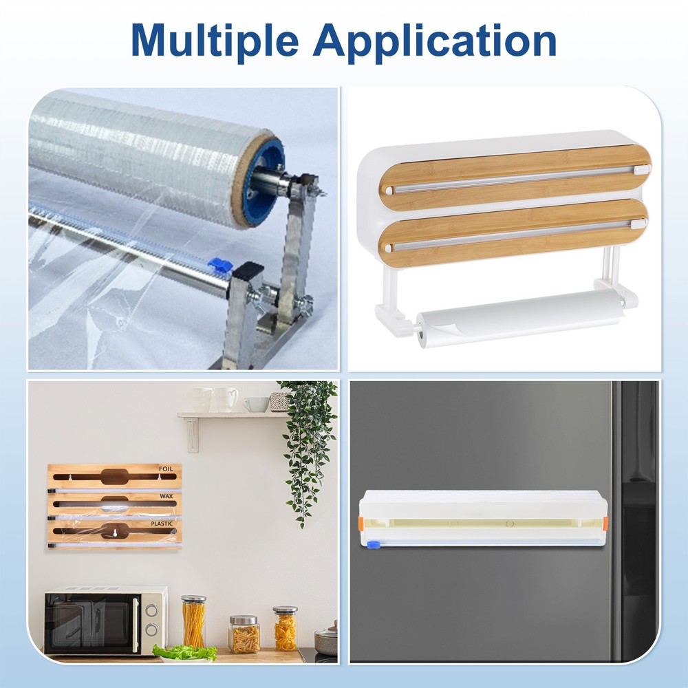 4pcs Plastic Wrap Cutter, 17in Plastic Wrap Slide Cutter Self Adhesive, White