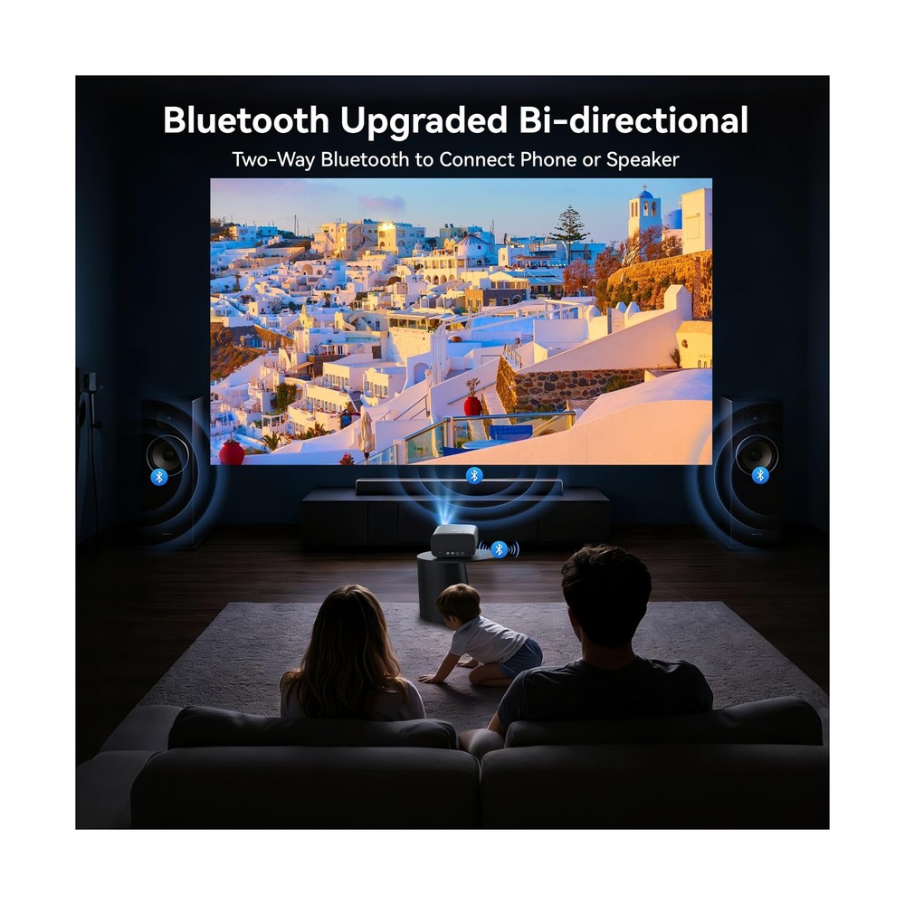 【1200 ANSI/4K Supported/Netflix Licensed】Smart Projector with WiFi