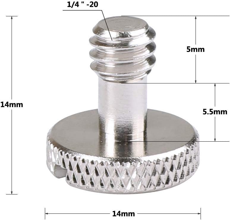Camera Screw with 1/4"-20 & 3/8"-16 for Quick Release 1, Silver
