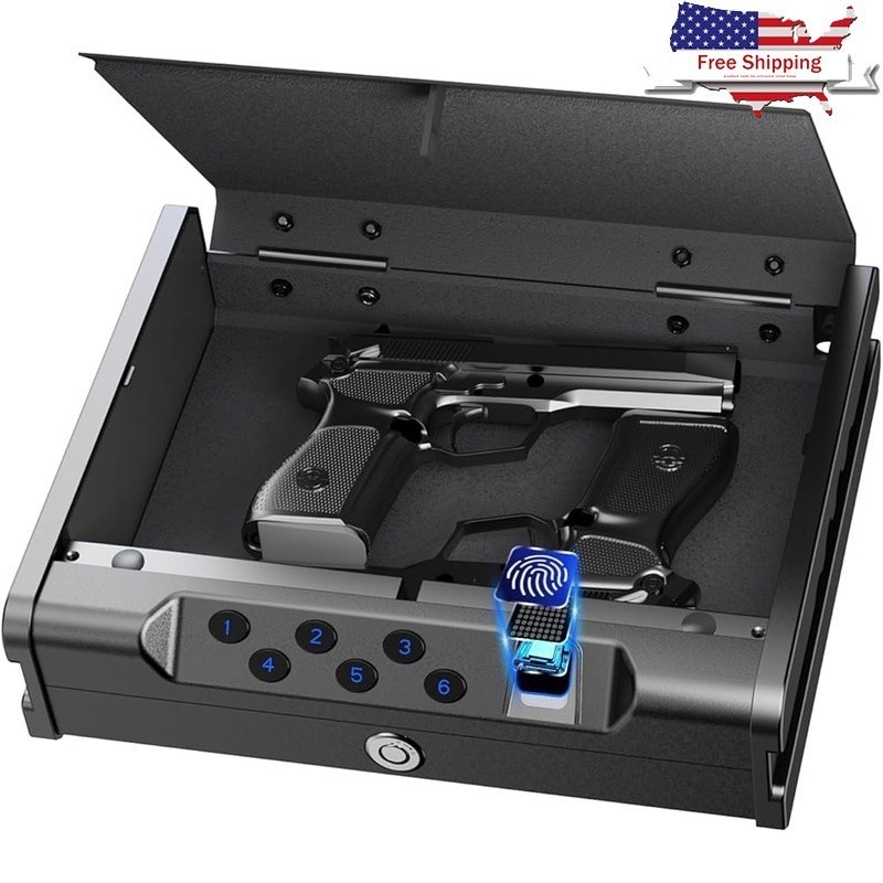 Biometric Gun Safe Handgun Quick Access Durable Steel Storage Pistol Security US