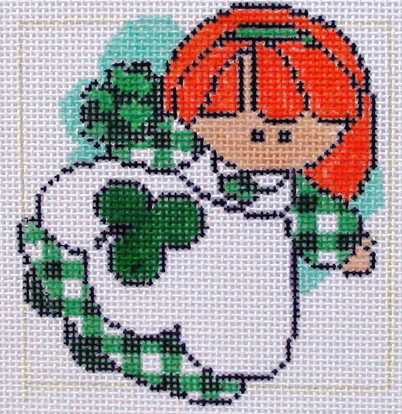 St. Patrick's Angel Hand Painted Needlepoint Canvas