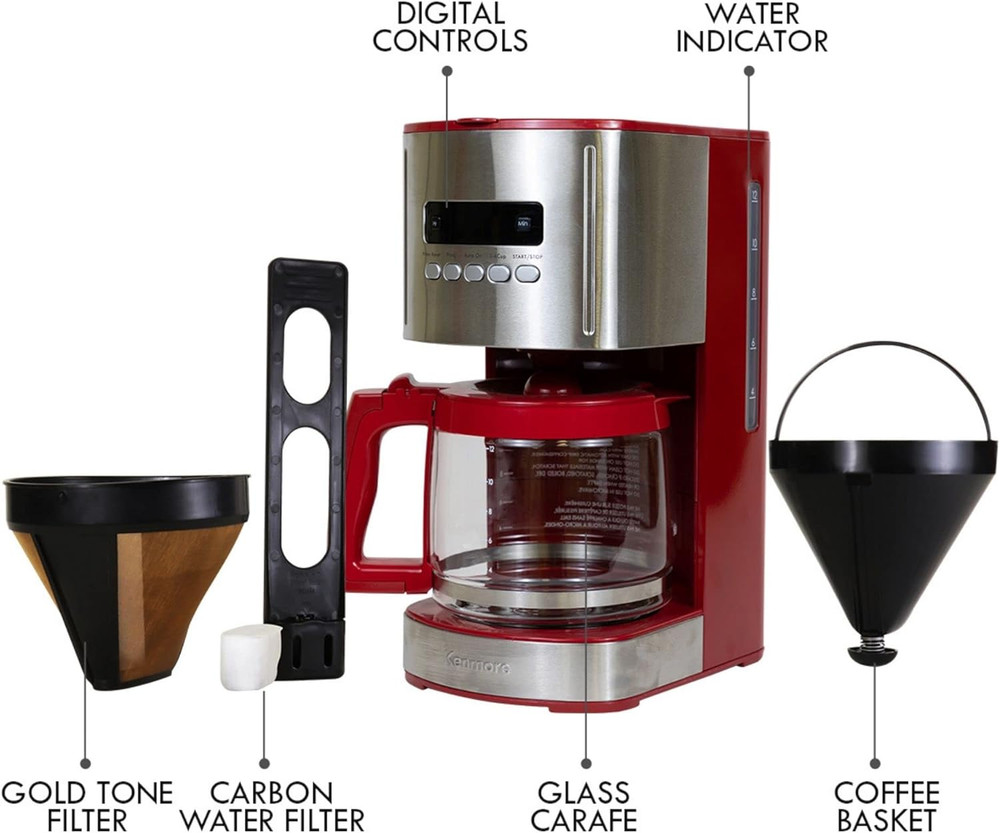 40707 12 Cup Programmable Coffee Maker in Red