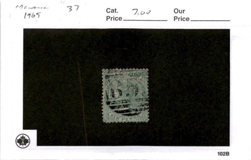 Mauritius, Postage Stamp, #37 Used, 1865 Queen Victoria