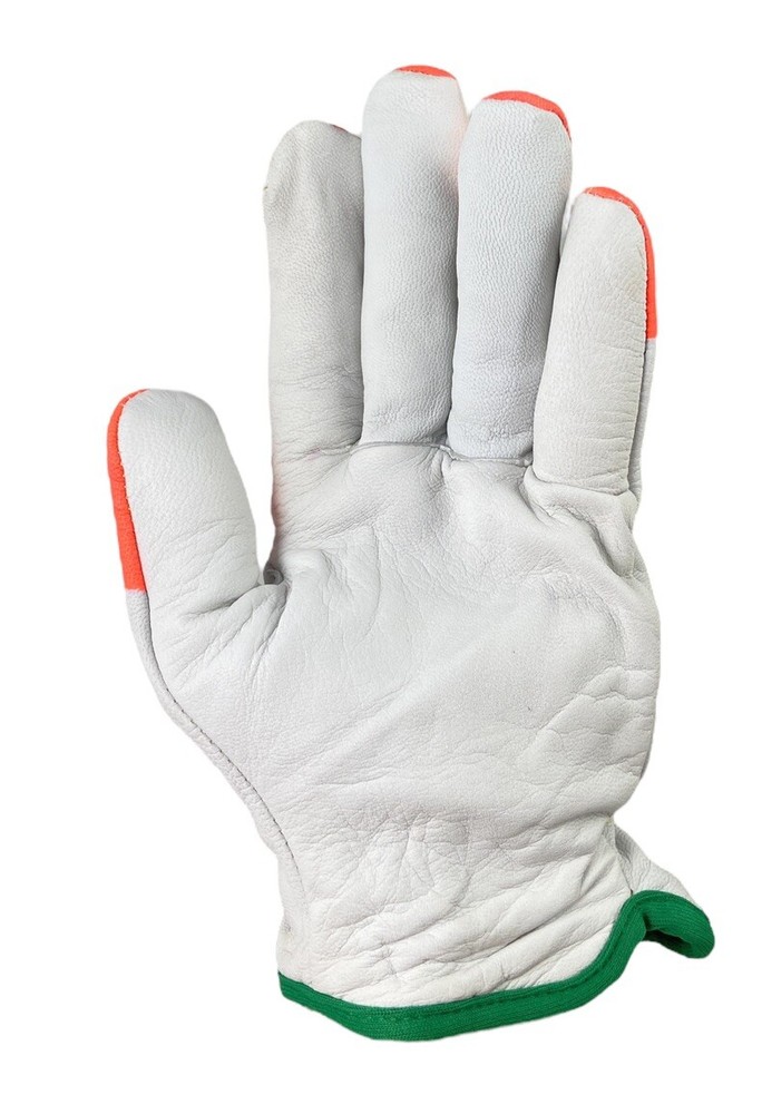 ☀️(1 Pair) Goat Skin Leather Hi-Vis Drivers Gloves, Cut Resistant Lined, Medium