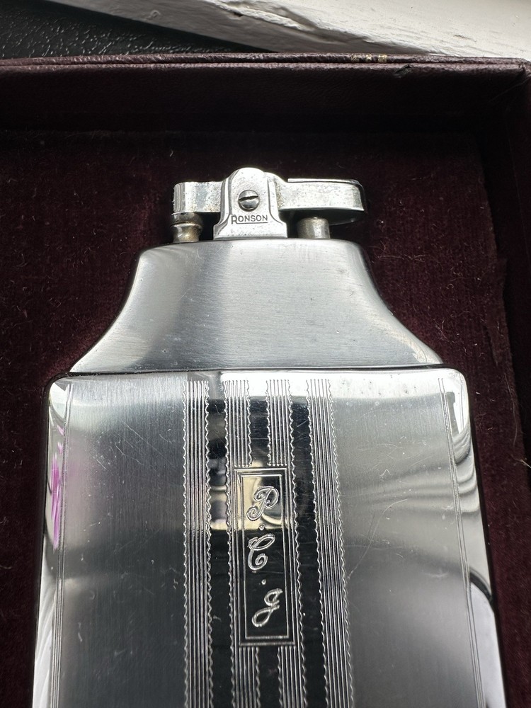 Vintage 1930s Ronson Mastercase Silver Cigarette Case & Lighter Combo COB/BT1