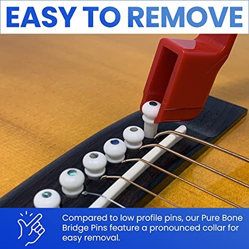 Slotted Pure Bone Bridge Pins with Abalone Slotted Bone White - Abalone Dot