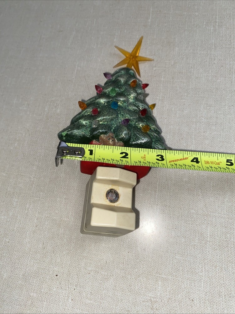 VTG Ceramic Christmas Tree Nightlight Plug In *READ Bulb Base Stuck