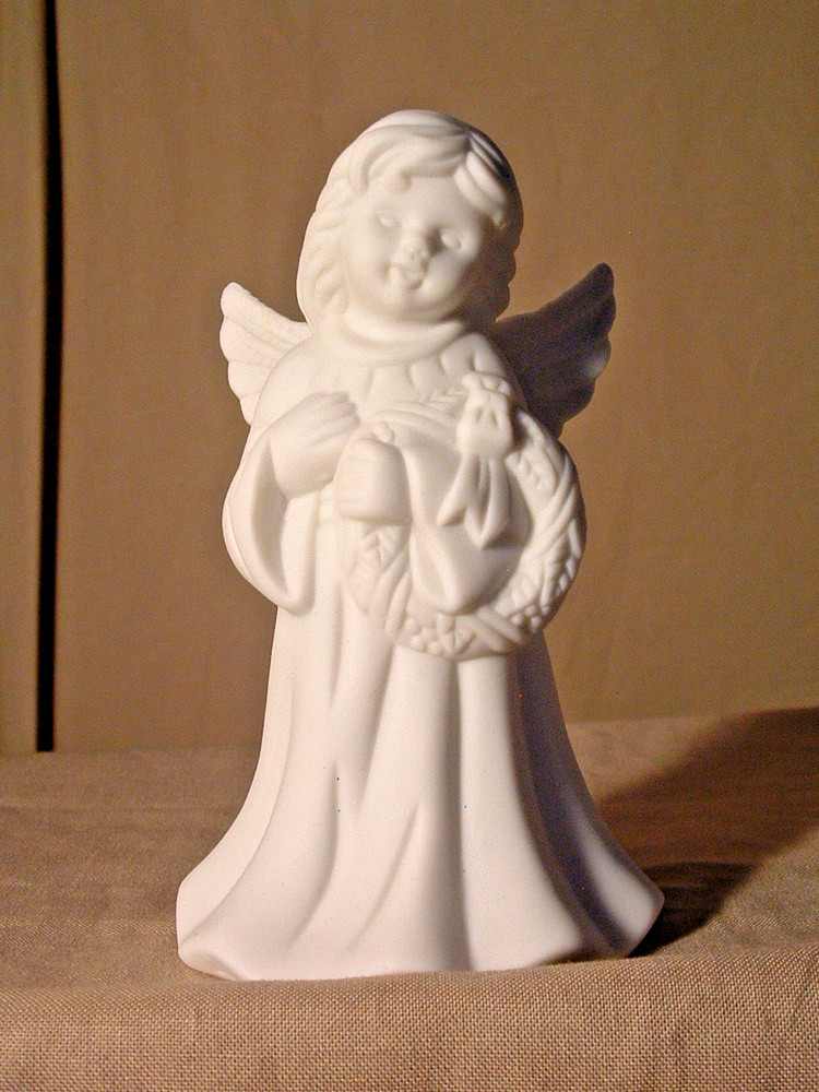 4 ANGEL BELLS, VINTAGE WHITE CERAMIC, 4 DIFFERENT MODELS, AVON?