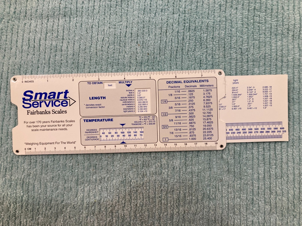 Fairbanks Scales - Scale & Conversion Slide Rule Calculator - © 2000 Datalizer