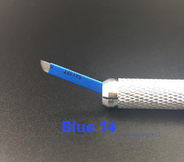 50 pcs Microblading Flexible Sharp Microblades 14/16 Needles Permanent Makeup