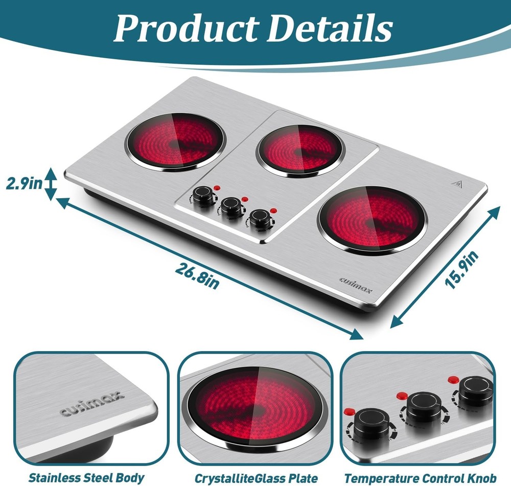 Cusimax Triple Burner Hot Plate Infrared
