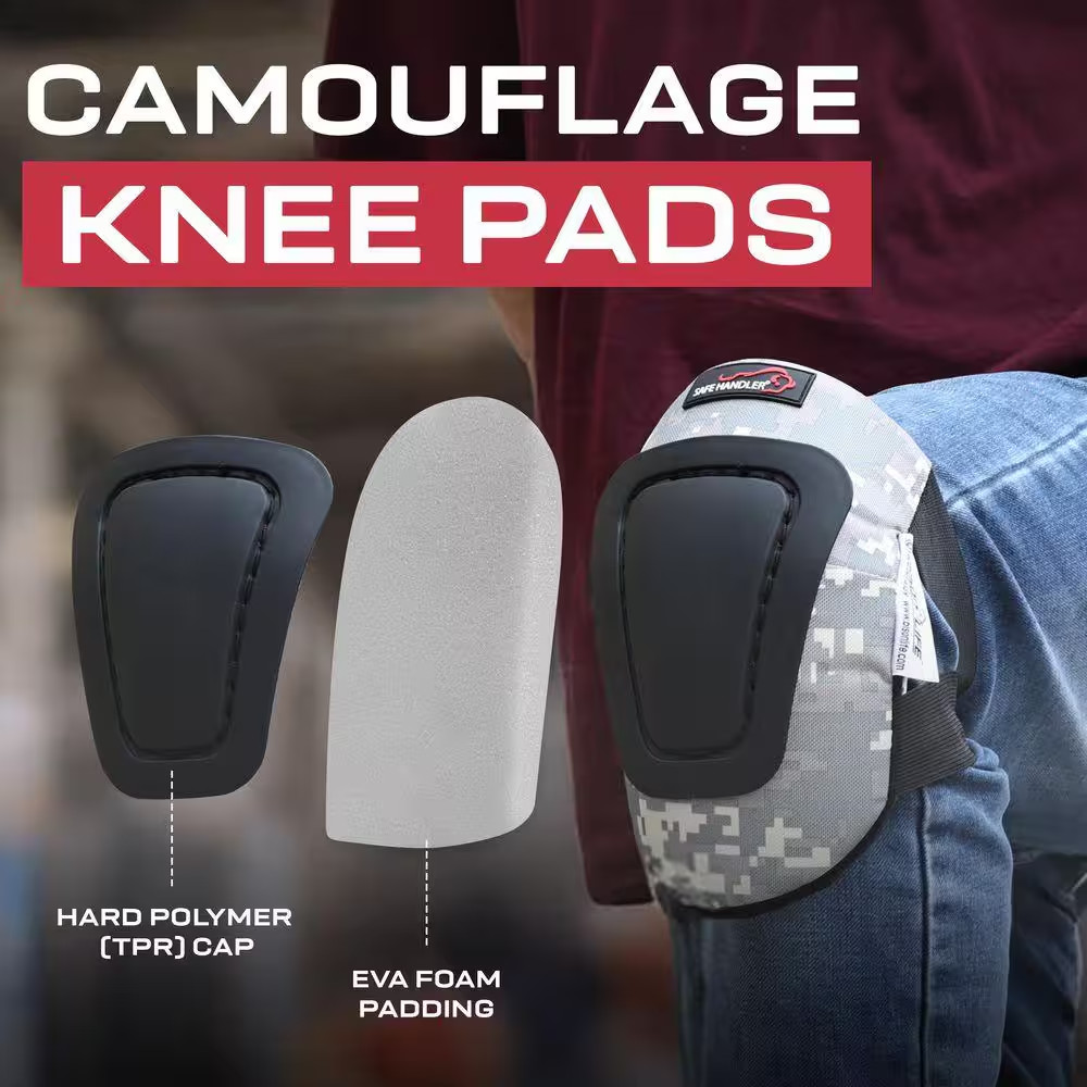 Camouflage Multi-Purpose Knee Pads with Soft Foam Padding, TPR Cap and Adjustabl
