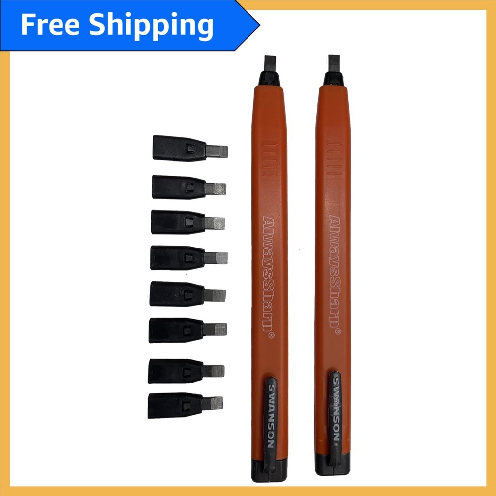 Swanson AlwaysSharp 2 Pack Mechanical Carpenter Pencil with Pocket Clip & Tips