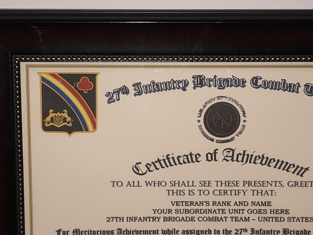 27TH INFANTRY BRIGADE COMBAT TEAM - COA / (COMMEMORATIVE CERTIFICATE)