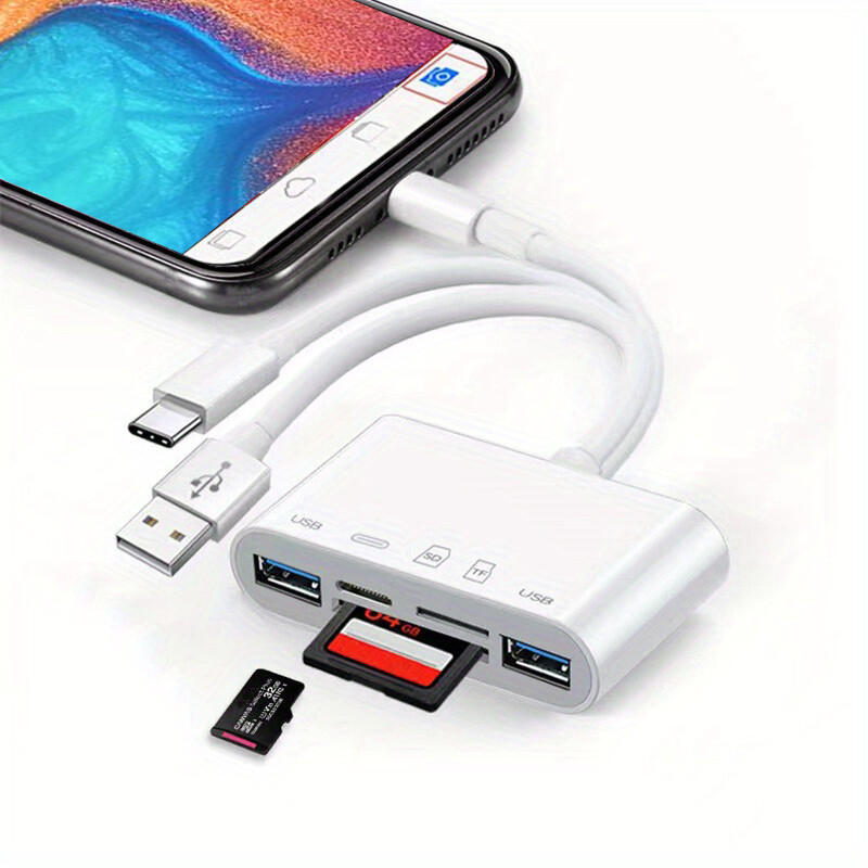 5 in 1 Multi-function TF/SD Card Reader USB Type-C OTG Adapter For iPhone/iPad