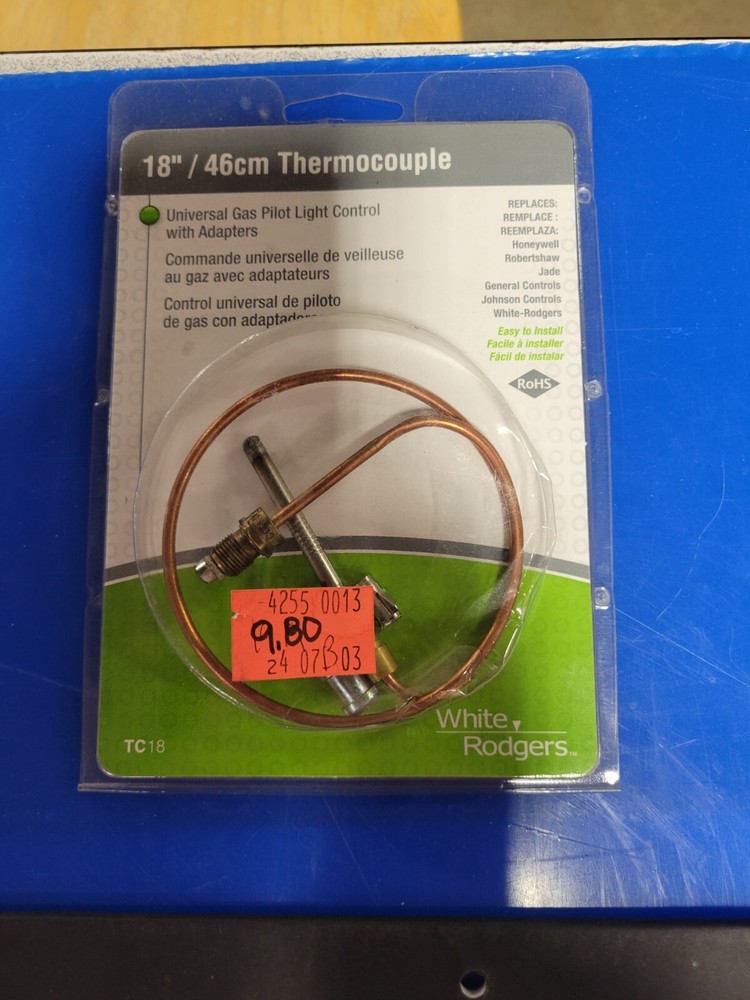 THERMOCOULPLE 18" UNIVERSAL GAS PILOT LIGHT CONTROL WHITE RODGERS BRAND