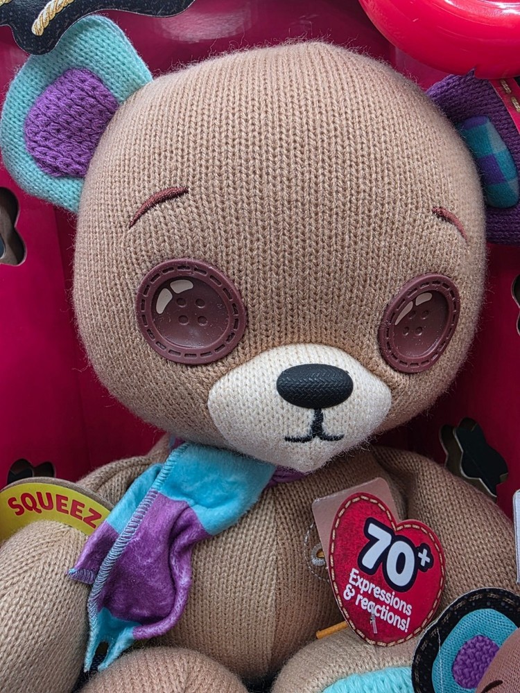 Thready Bear Interactive Plush Toy 70+ Expressions Reactions Button Eyes Lights